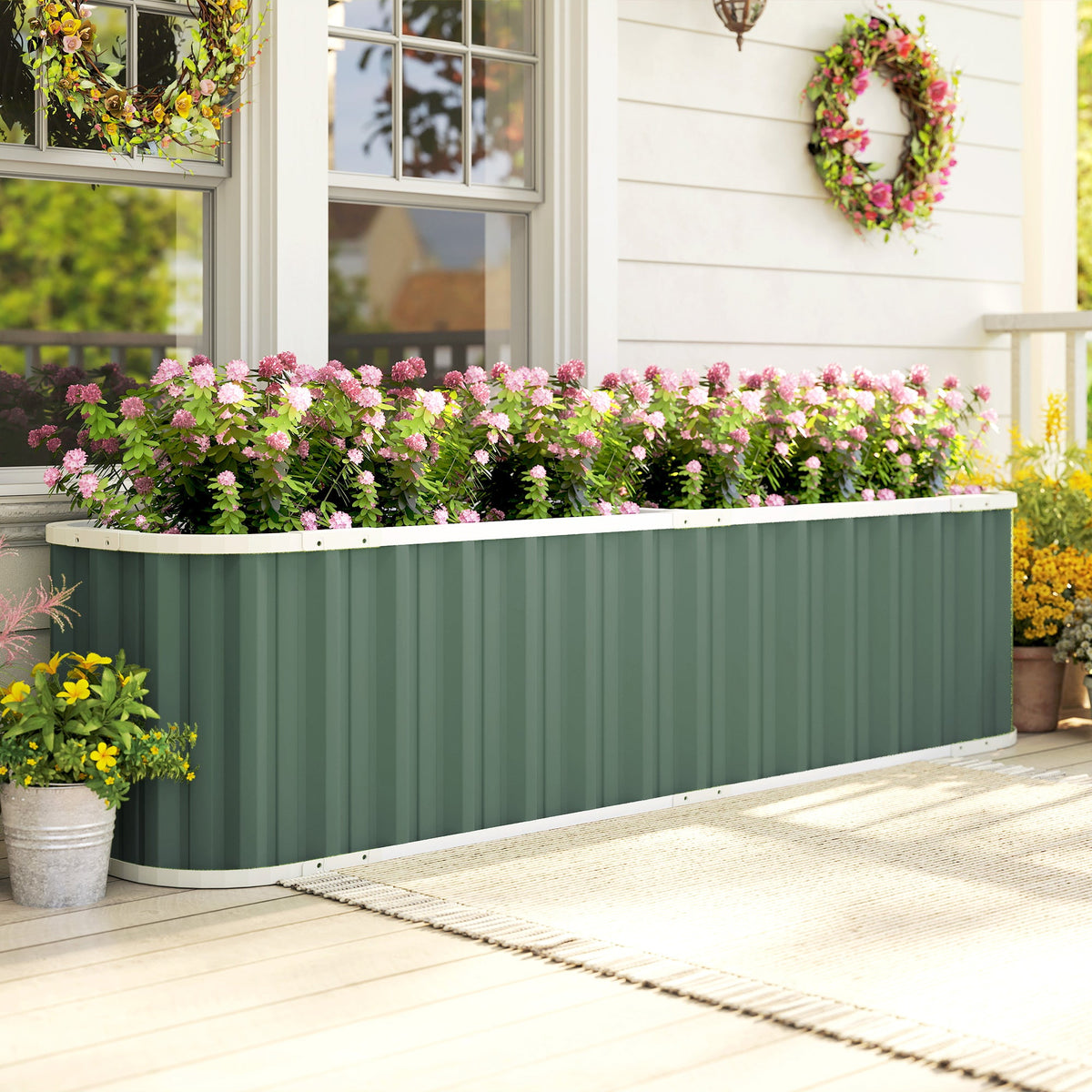 7' x 2' x 2' Galvanized Raised Garden Bed with Gloves, Light Green — product view 3