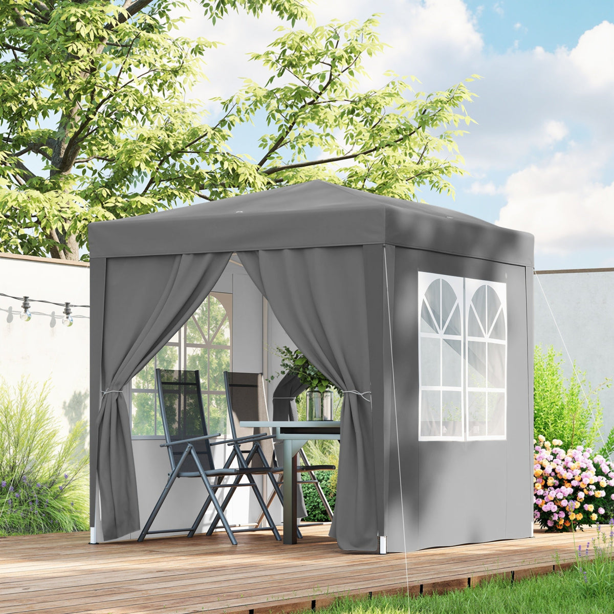 6.6' x 6.6' Pop-Up Canopy Tent with Removable Sidewalls and Carry Bag, Grey — product view 4
