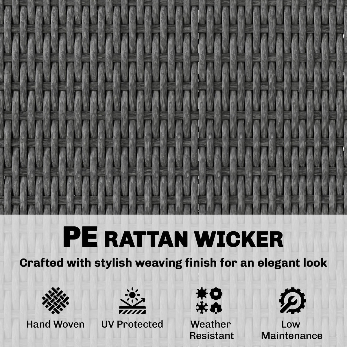 Wicker Outdoor Storage Cabinet with 2 Drawers and 2-Tier Shelves, Dark Grey — product view 7