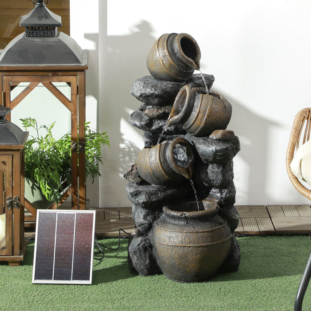 28.3" Solar Outdoor Water Fountain with LED Lights — product view 4
