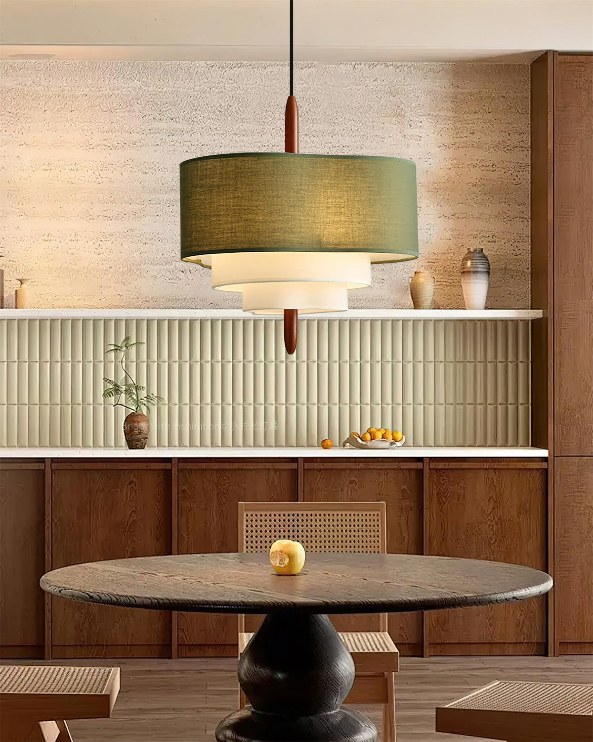 Ophel Green Fabric Pendant Lamp — product view 7