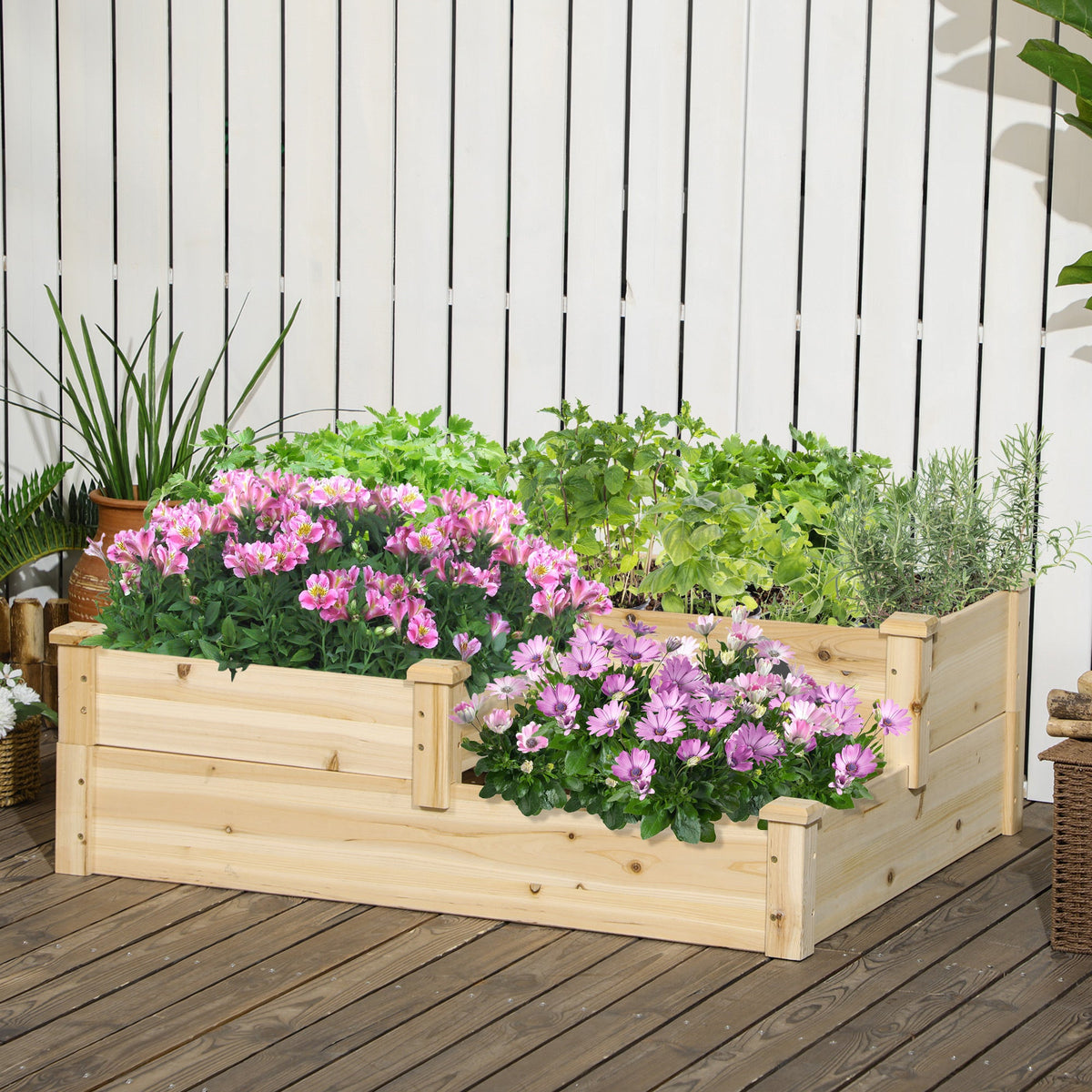 3-Tier Raised Garden Bed, 42.5" x 34.75" x 14.25", Natural — product view 4