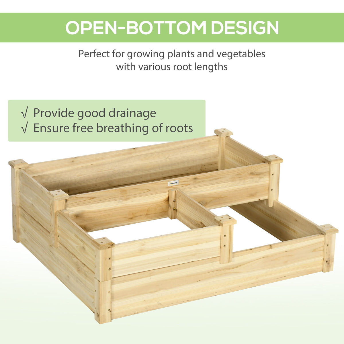 3-Tier Raised Garden Bed, 42.5" x 34.75" x 14.25", Natural — product view 7