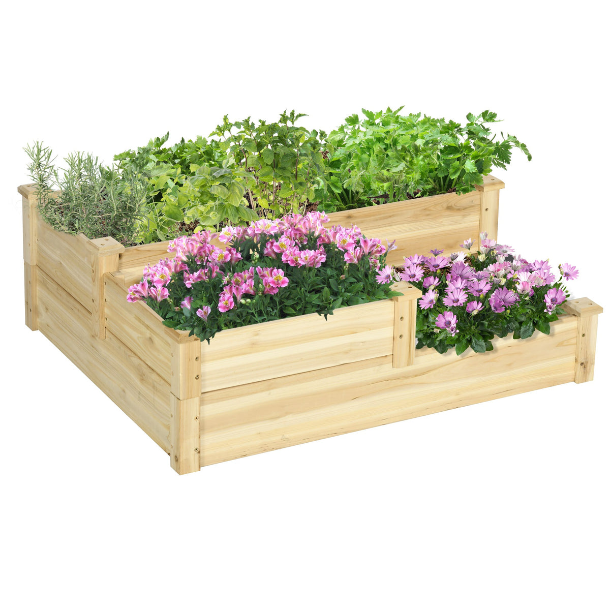 3-Tier Raised Garden Bed, 42.5" x 34.75" x 14.25", Natural — product view 2