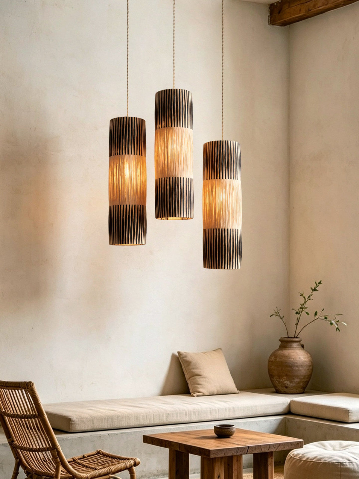 Reed Woven Raffia Pendant Lamp — product view 3