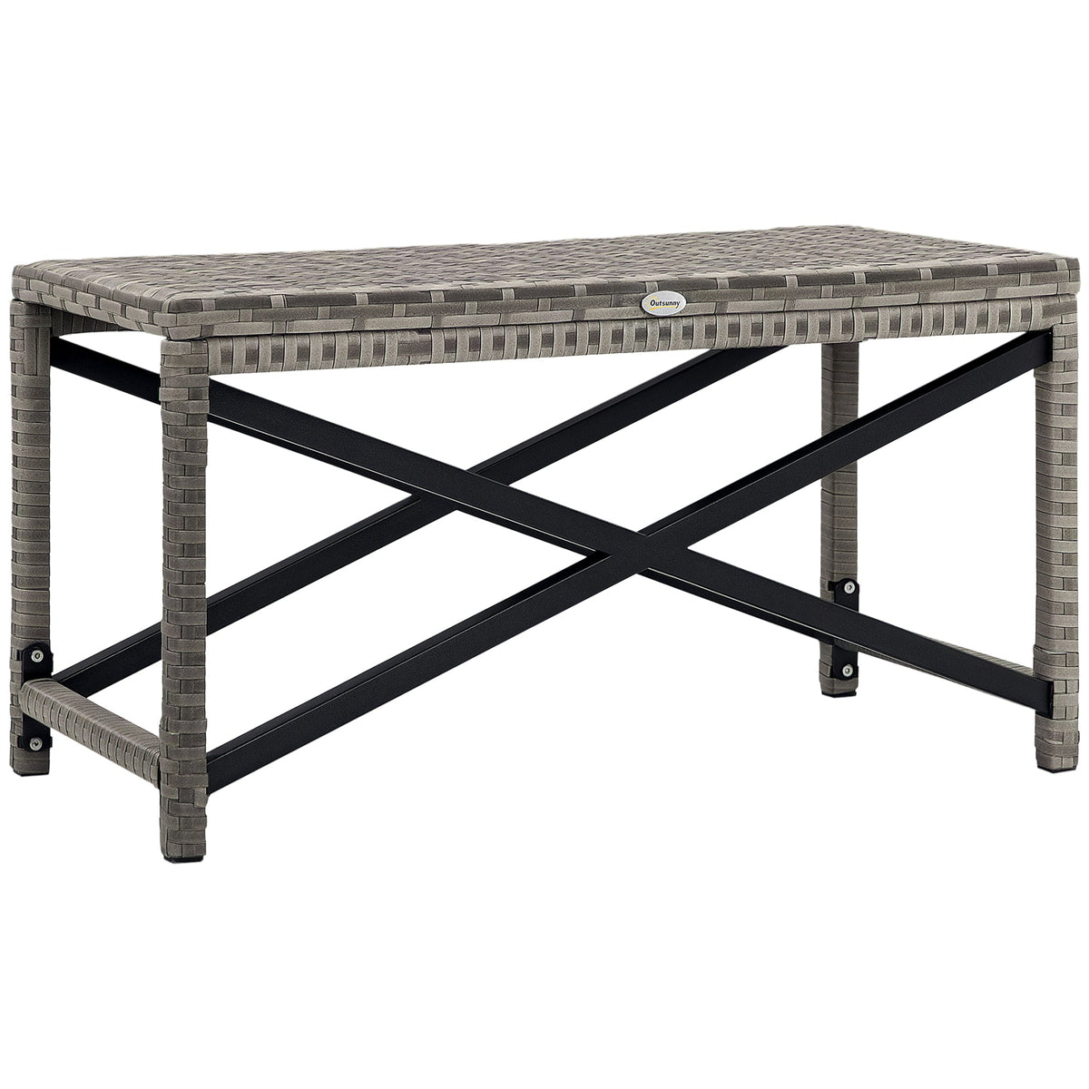 Patio Wicker End Table with Full Woven Top, Mixed Grey — product view 1
