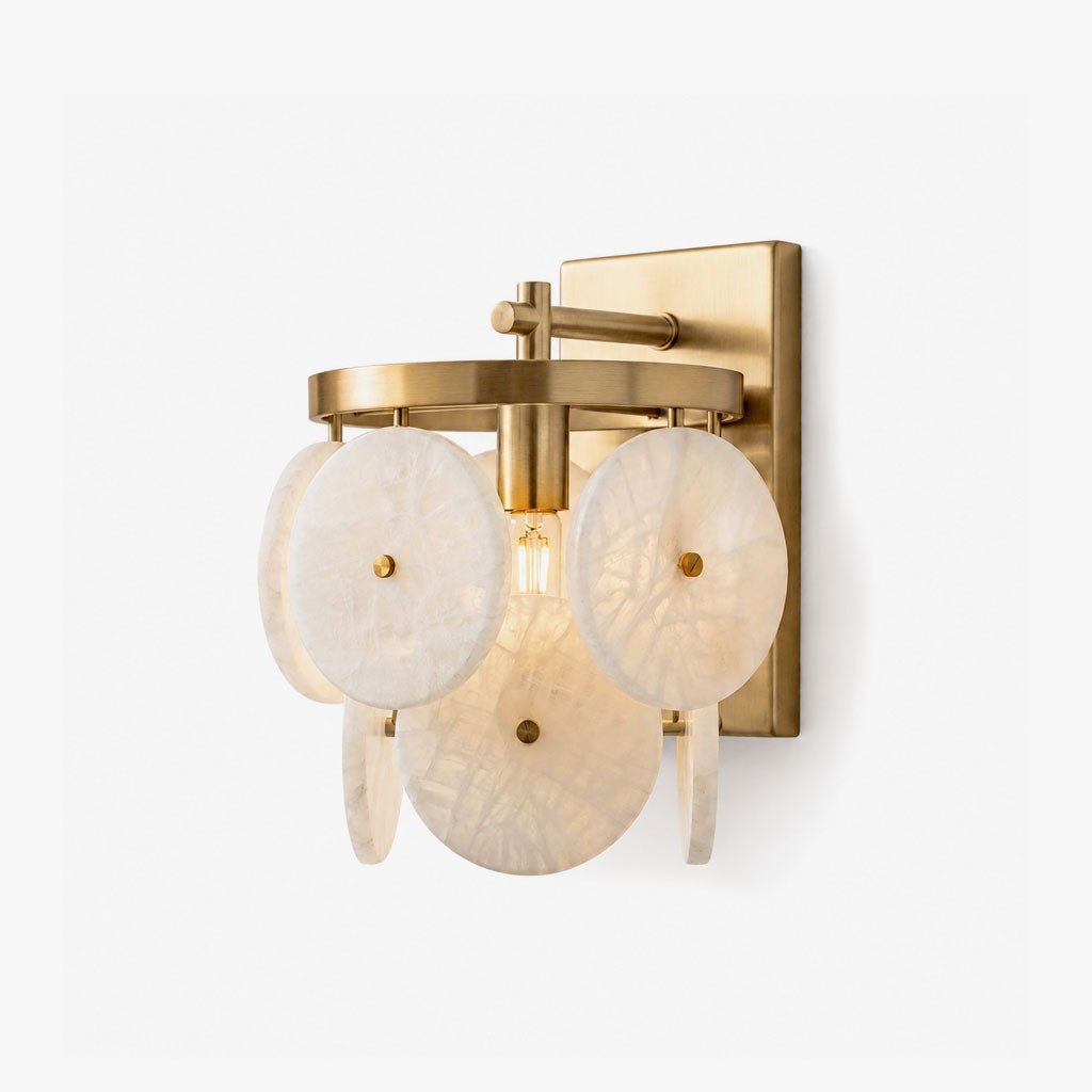 Rosette Alabaster Disc Sconce — product view 1