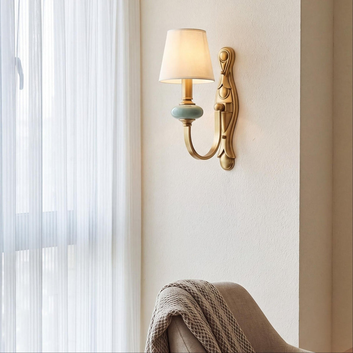 Rowan Ceramic Fabric Wall Sconce, 1 or 2 Head — product view 5