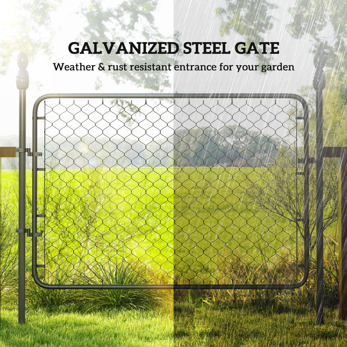 26-71 in. W x 4 ft. H Chain Link Fence Gate, Black — product view 6