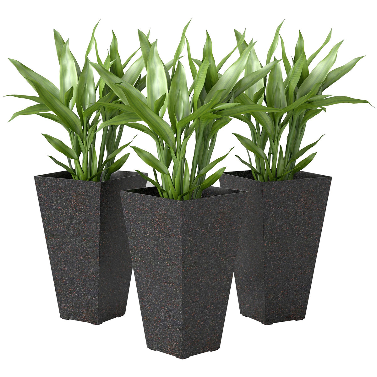 3-Piece 28" Tall Planters with Drainage Holes, Brown — product view 1