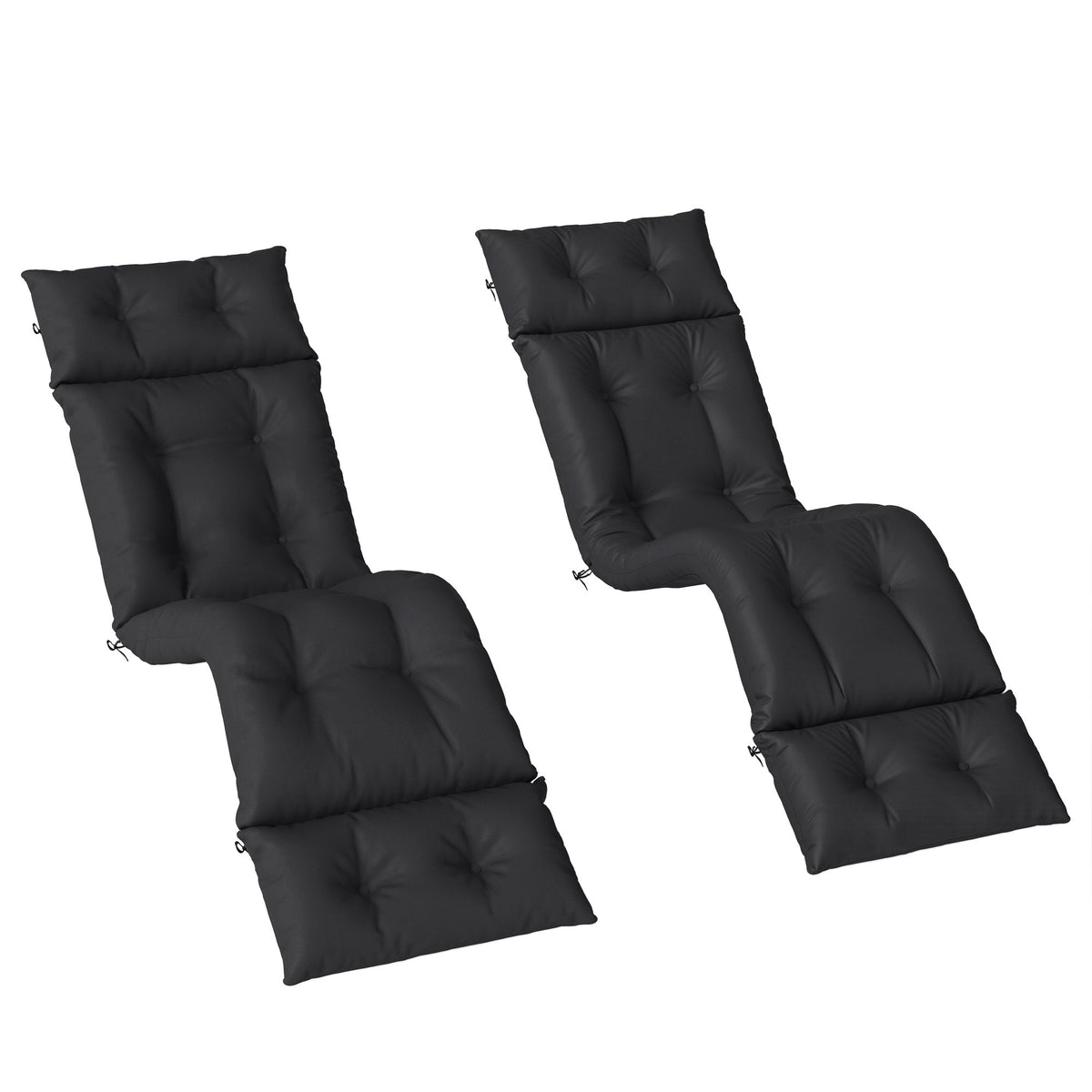 190x56x10cm Sun Lounger Cushions Set of 2 for Loungers, 220gsm UPF20+ Black — product view 2