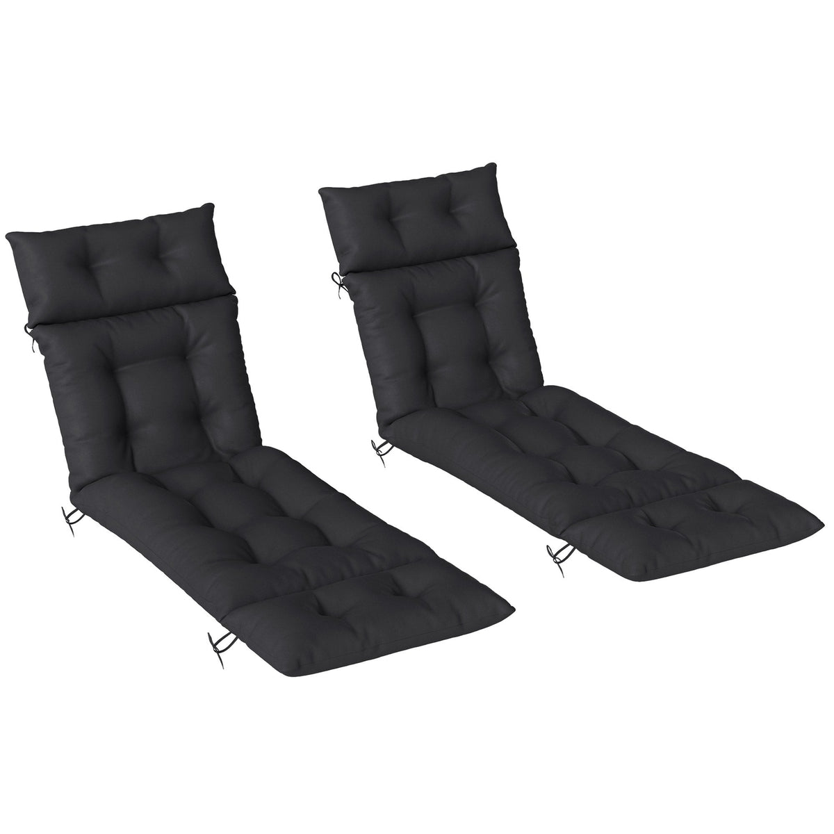 190x56x10cm Sun Lounger Cushions Set of 2 for Loungers, 220gsm UPF20+ Black — product view 1