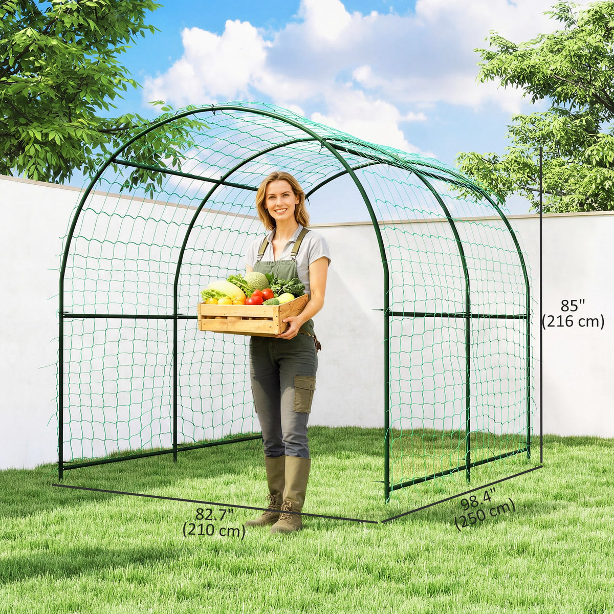7.1FT Garden Arch Trellis with Climbing Net for Outdoor Plants — product view 5