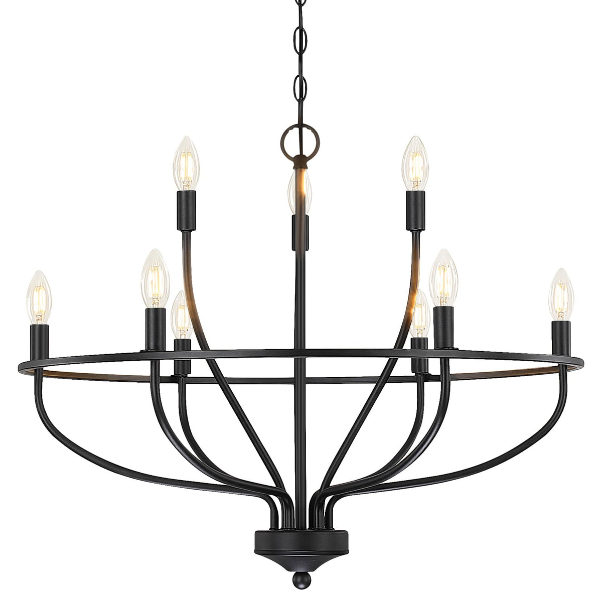 Silva Industrial Metal Candle Chandelier Black/Champagne Living Room/Bedroom — product view 3