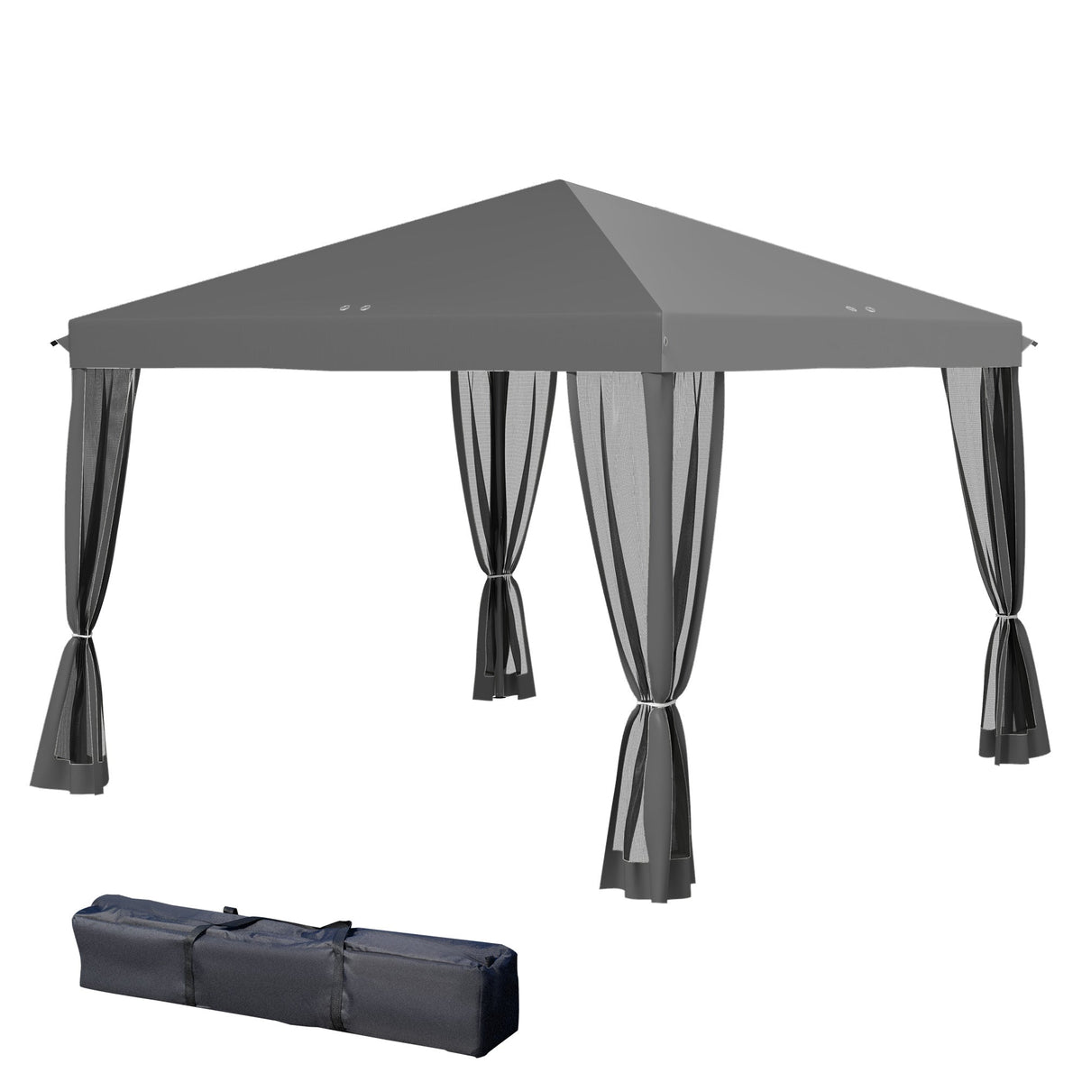 10' x 10' Pop Up Canopy Tent with Mesh Sidewalls and Carry Bag, Light Grey — product view 2