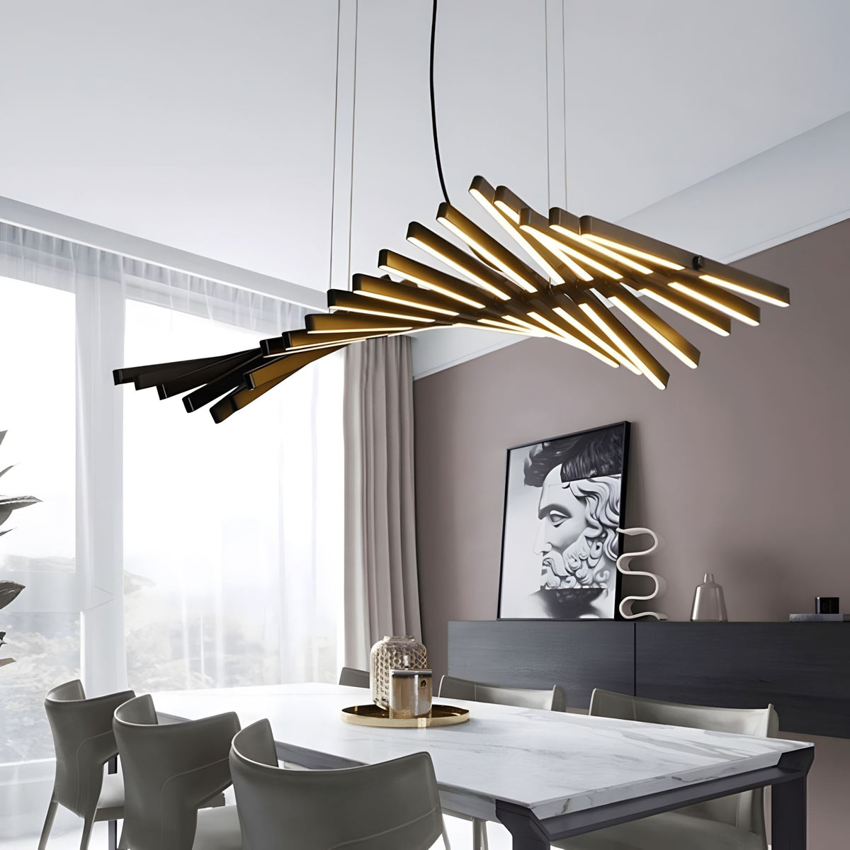 Sonata LED Chandelier Dimmable Linear Pendant Dining Room Living Room — 10 to 30 Heads — product view 7