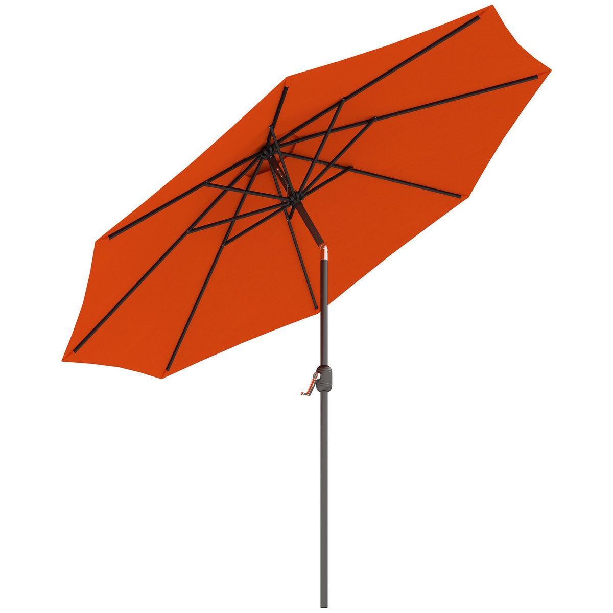 10' x 8' Round Market Umbrella with Crank and Tilt, Orange — product view 1