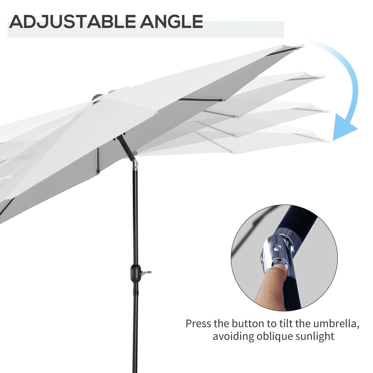 10' x 8' Round Market Umbrella with Crank and Tilt, White — product view 7