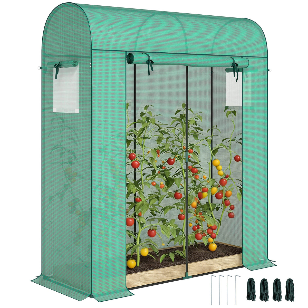 6' x 2' x 6.6' Mini Greenhouse with Roll-up Door, Green — product view 1