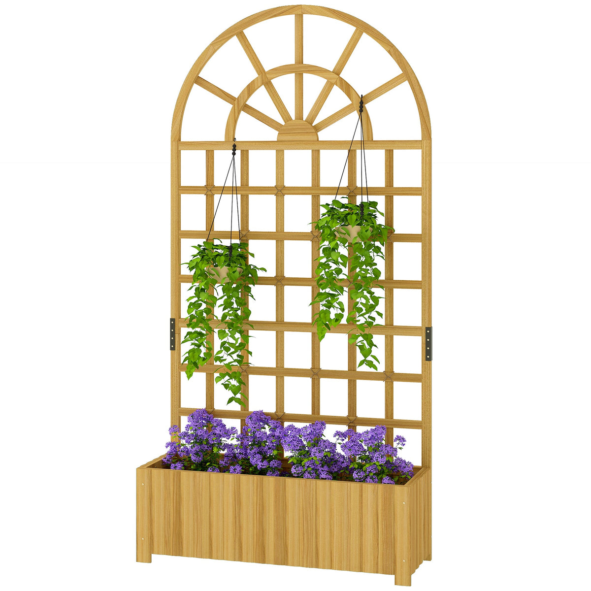 Wooden Raised Planter with Trellis, 90 x 30 x 180 cm — product view 2
