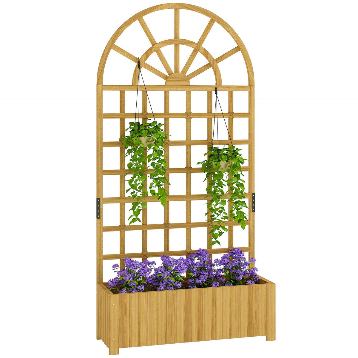 Wooden Raised Planter with Trellis, 90 x 30 x 180 cm — product view 1
