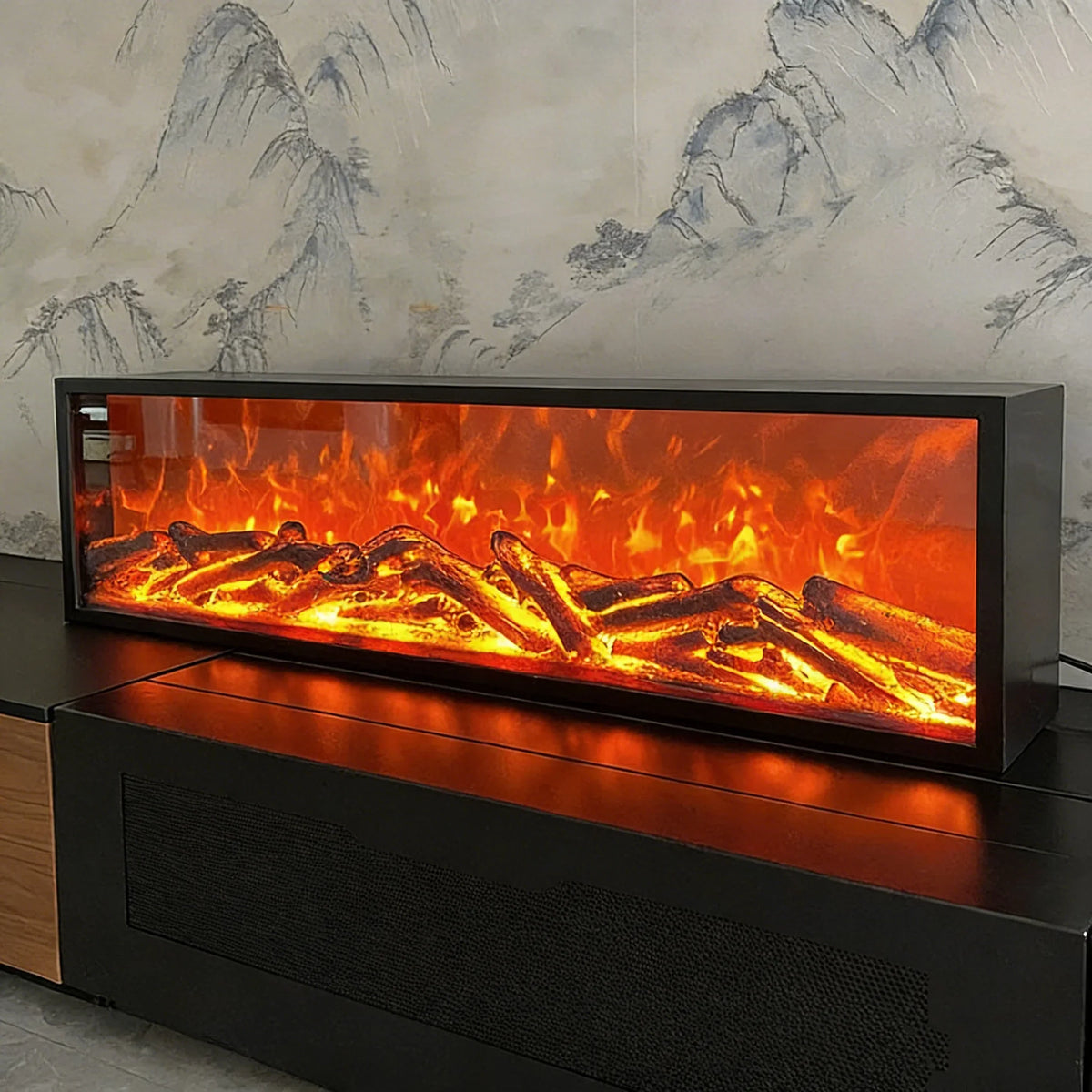 Wall Mounted Electric Fireplace, 39 Inch Ultra-Thin Recessed Insert with 150W Supplemental Heat and App Control for Bedrooms and Living Rooms — product view 1