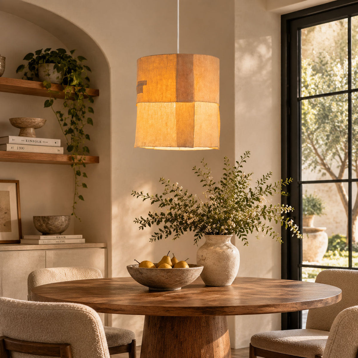 Saffron Tapered Fabric Pendant Lamp — product view 2