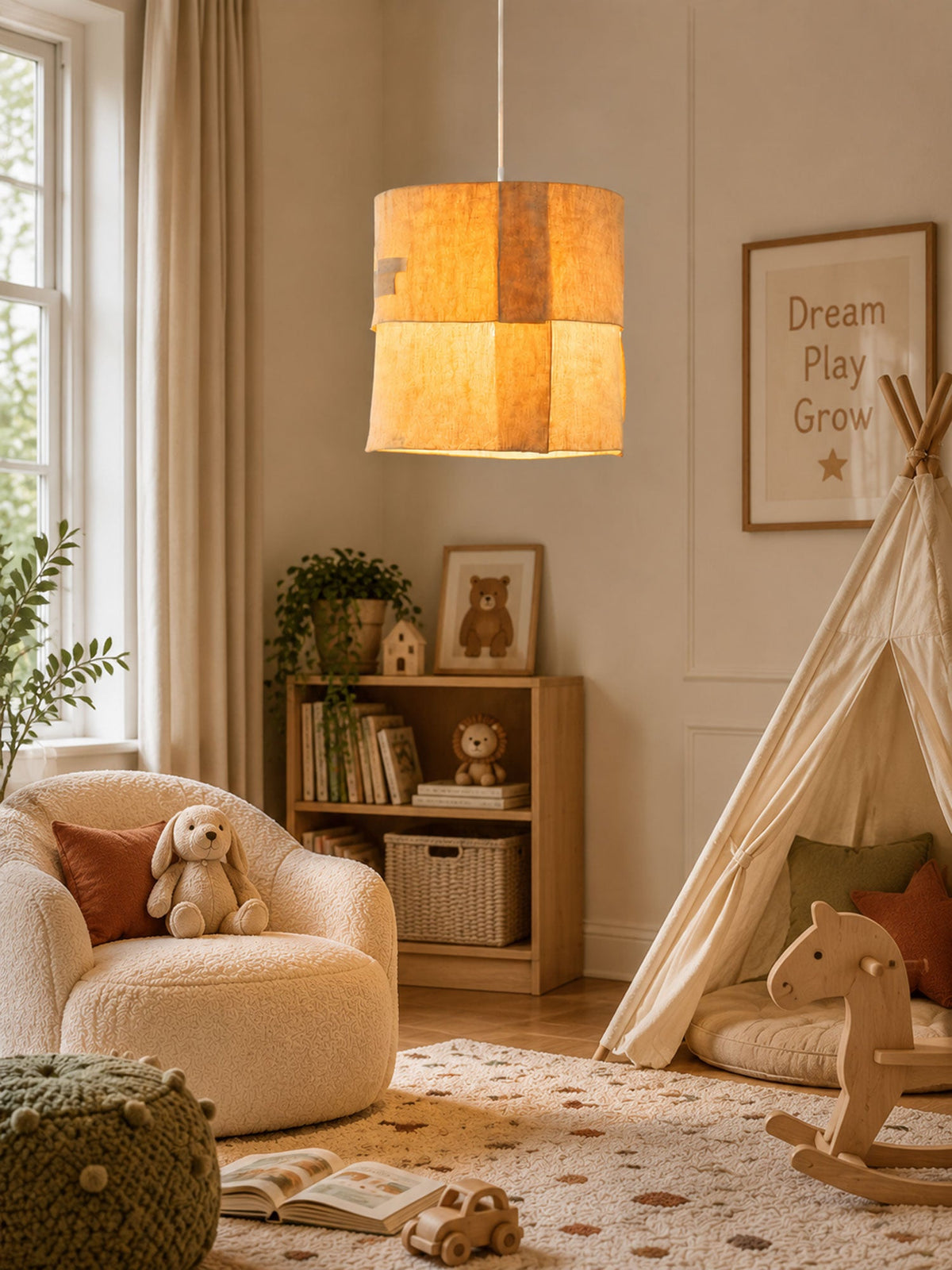 Saffron Tapered Fabric Pendant Lamp — product view 4