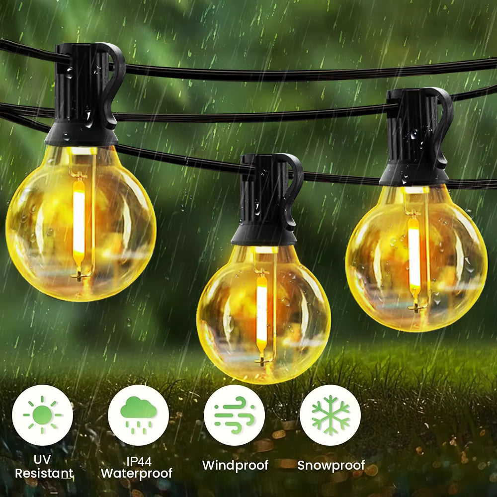 Solar Outdoor String Lights Warm White Globe Bulbs Waterproof Patio Pergola — 33ft 66ft 100ft — product view 5