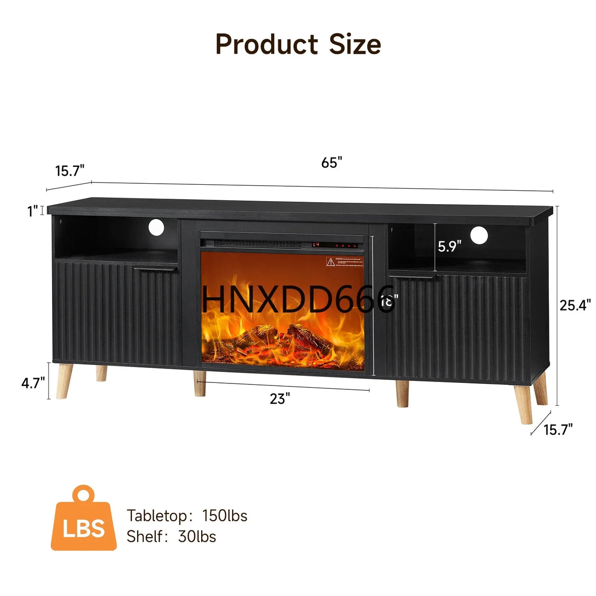 65" Fireplace TV Stand w/ 23" Electric Fireplace, Modern Media Entertainment Center Console Table for TVs up to 70" — product view 1