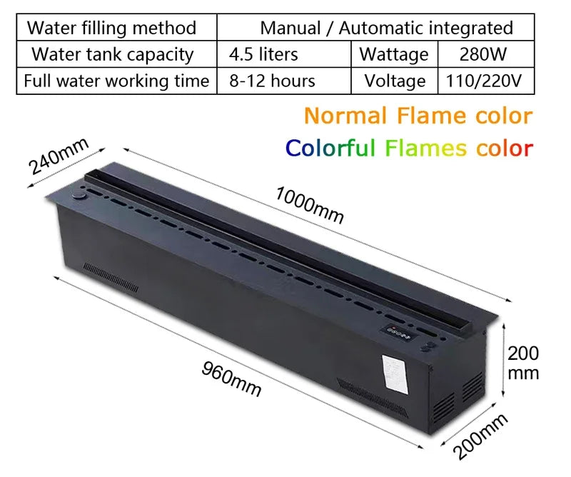 59" 3D Water Vapor Fireplace Insert with App Control — Linear Steam-Flame Unit for TV Stands, Media Walls & Built-Ins — product view 3
