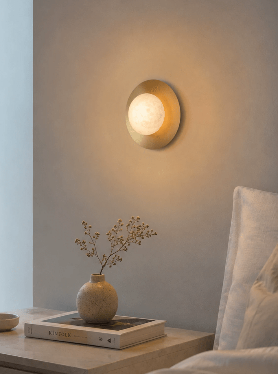 Selene Alabaster Moon Wall Sconce — product view 4