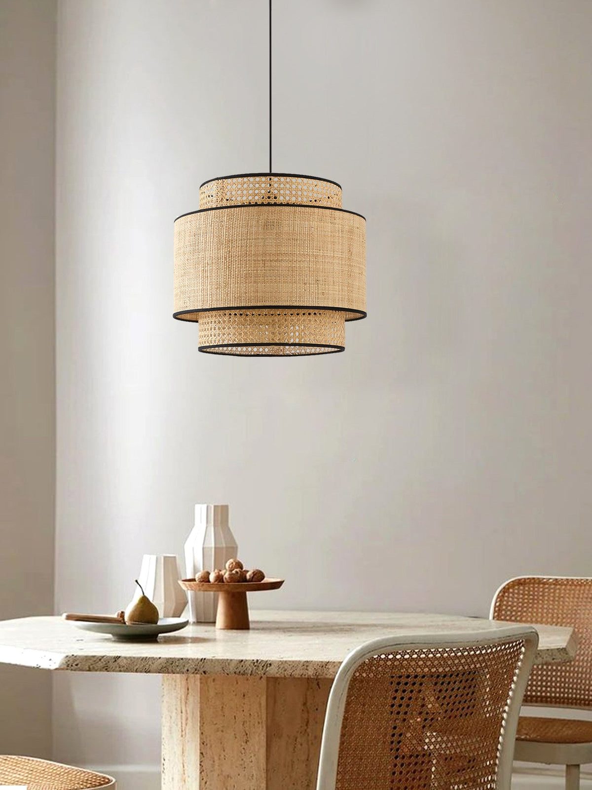 Sienna Rattan Fabric Pendant Lamp — product view 6