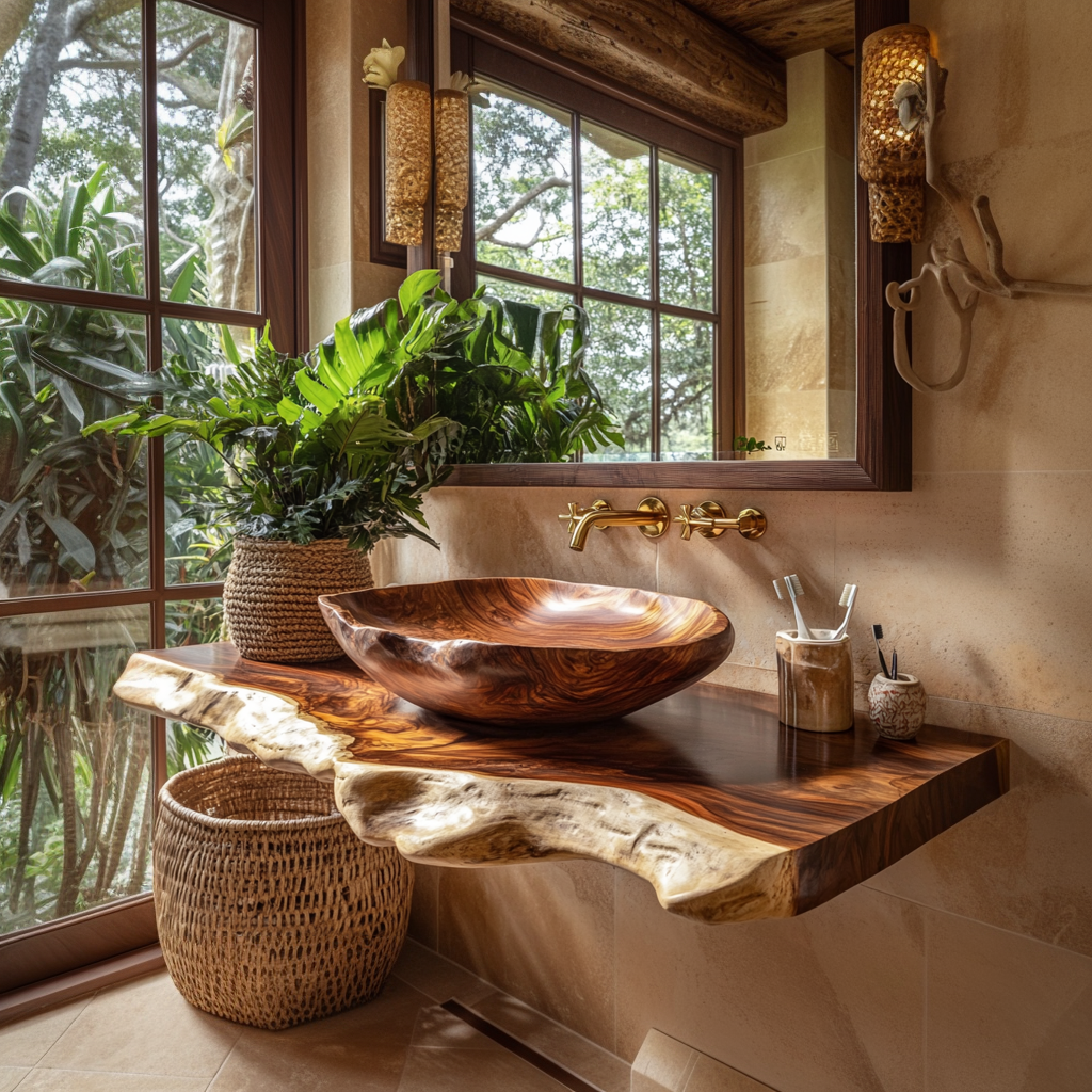 Solara Live Edge Solid Wood Floating Bathroom Vanity — product view 1