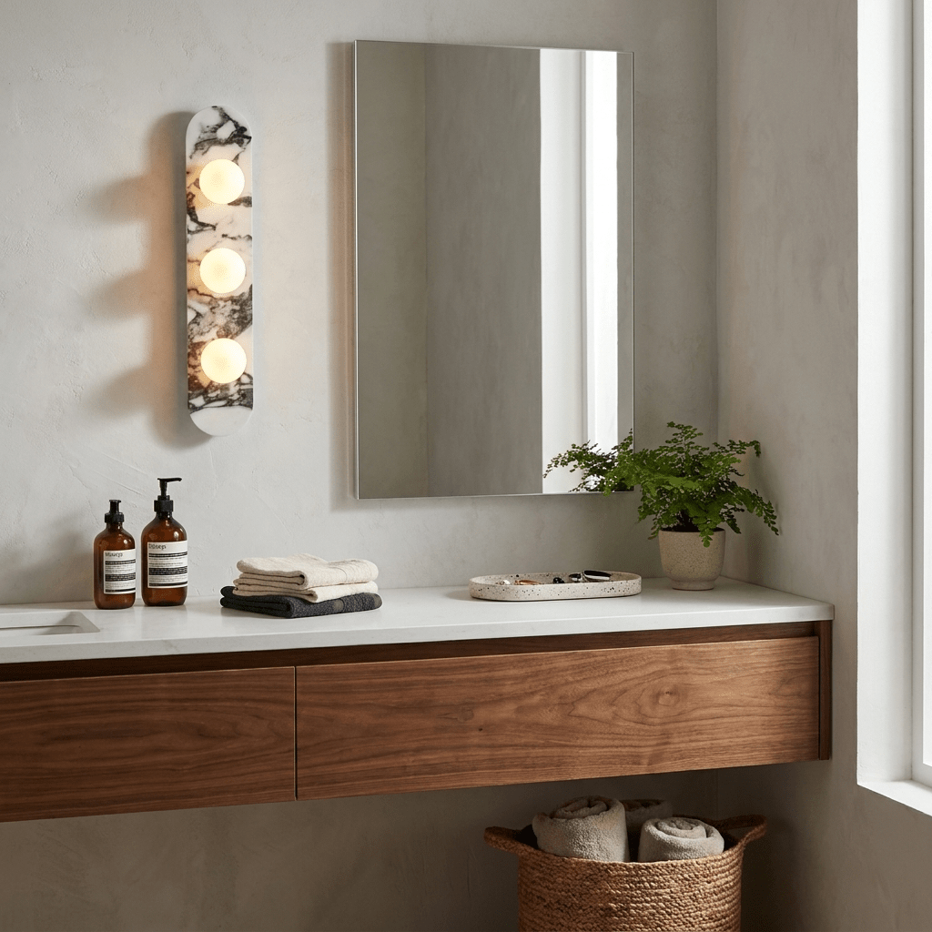 Solenne Stone Triple Globe Wall Sconce — product view 2