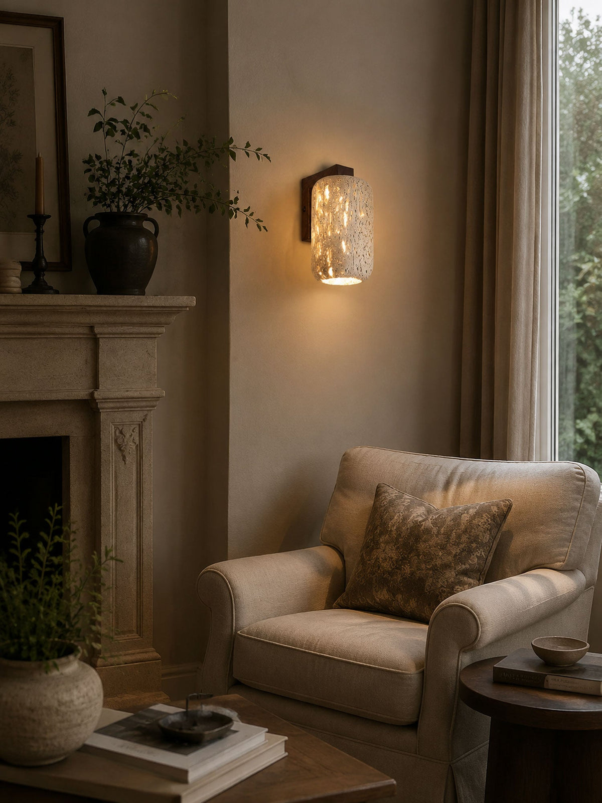 Solvane Perforated Travertine Wall Sconce — product view 7