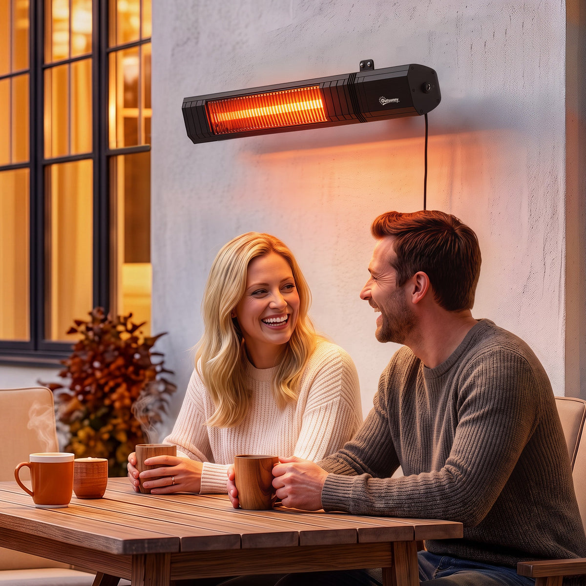 2000W Infrared Wall-Mount Heater with APP, Touch & Remote, IP65, 9 Levels, Black — product view 4