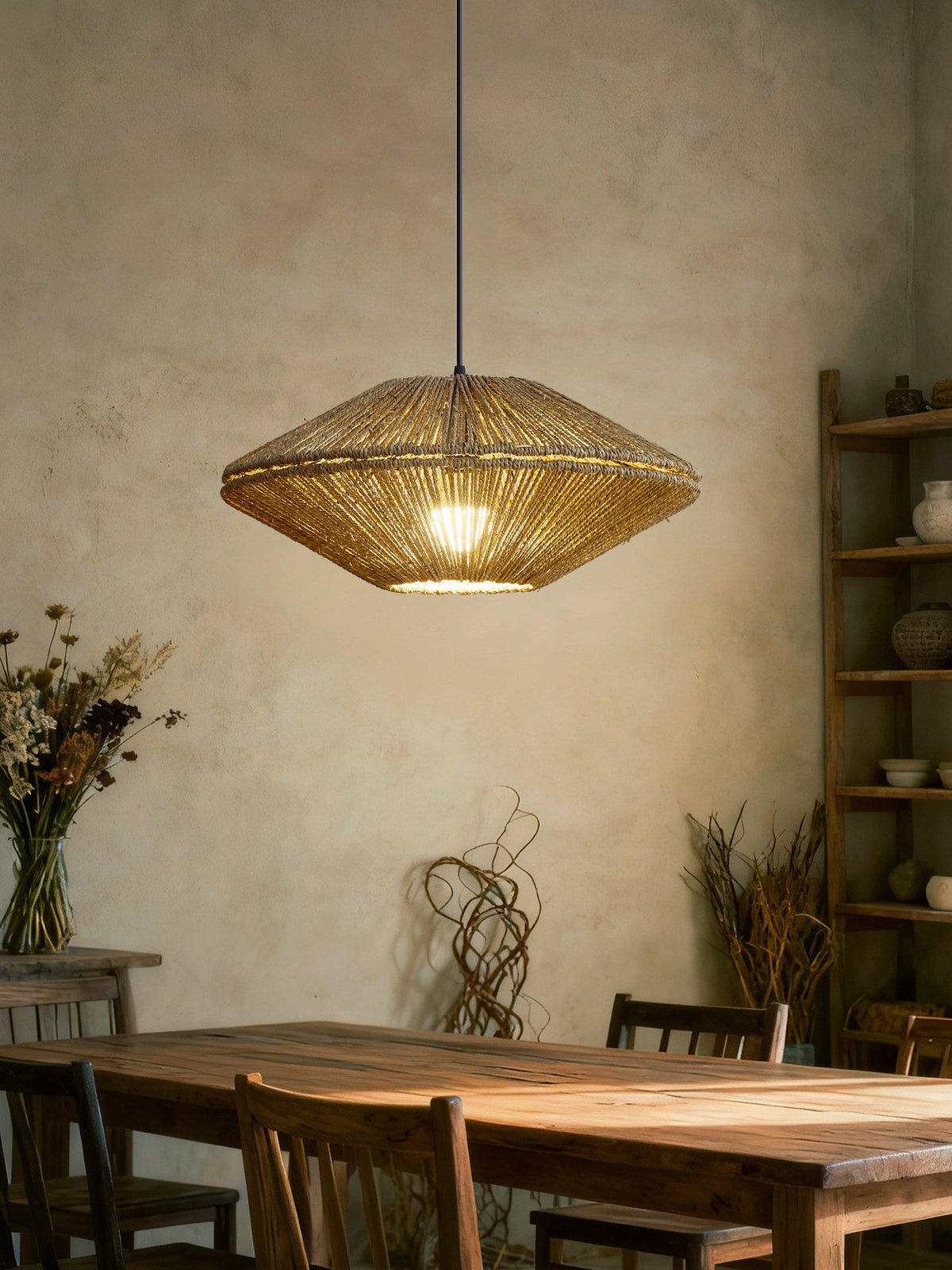Sunburst Woven Straw Pendant Lamp — product view 2