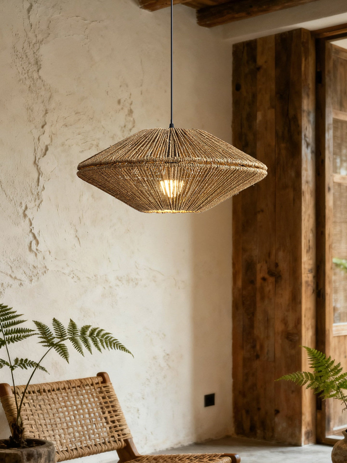 Sunburst Woven Straw Pendant Lamp — product view 6