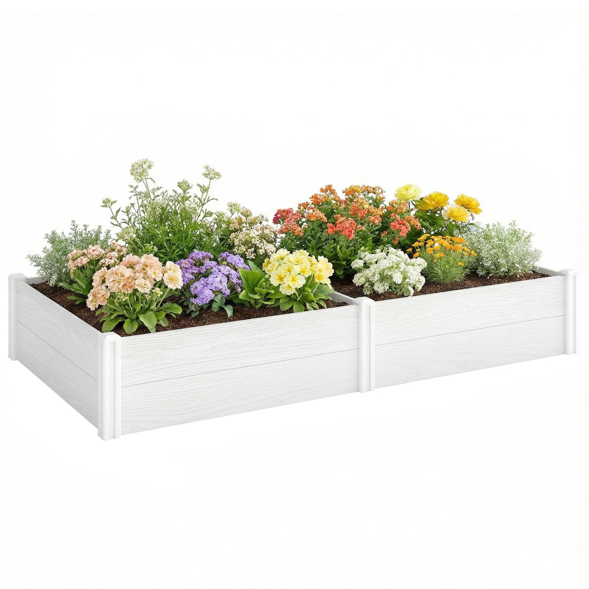 6.5 x 3 x 1ft Vinyl Raised Garden Bed with Divider, White — product view 1