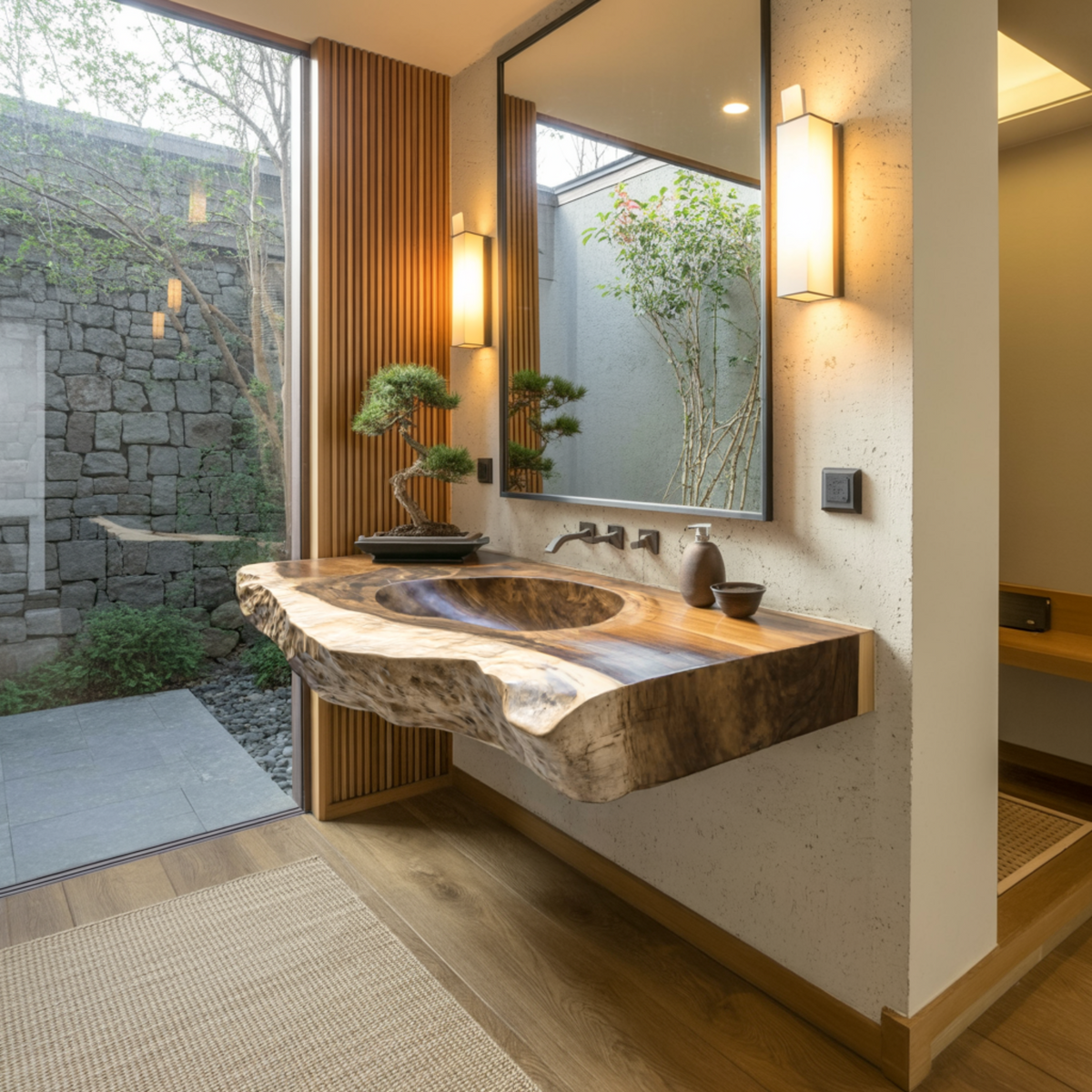 Sylvaris Live Edge Solid Wood Floating Bathroom Vanity with Integrated Sink — product view 2
