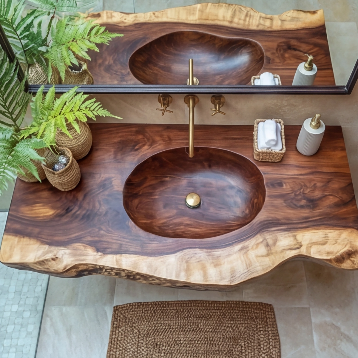 Sylvaris Live Edge Solid Wood Floating Bathroom Vanity with Integrated Sink — product view 5