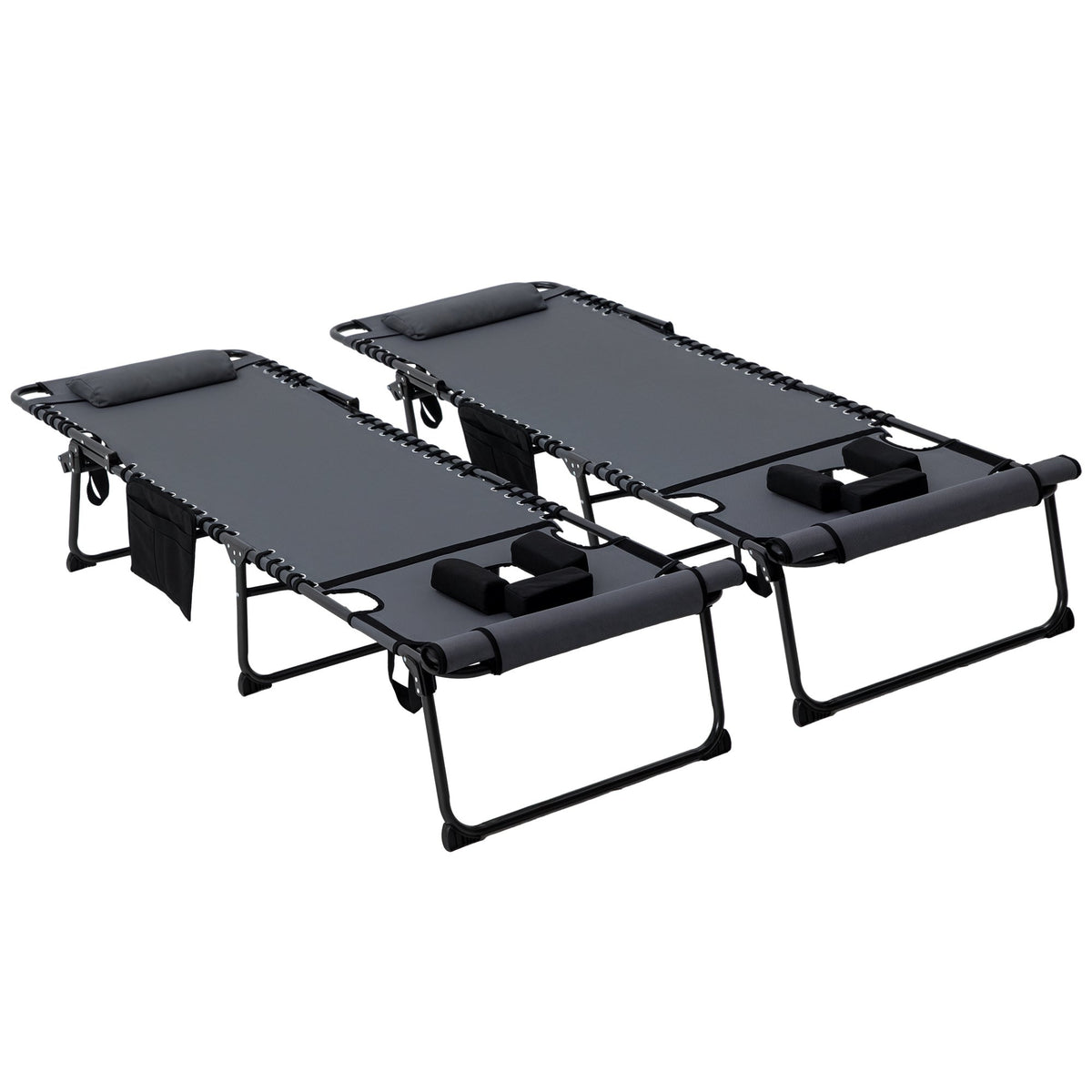 2-Piece Folding Chaise Lounge with Face Hole, Gray — product view 1