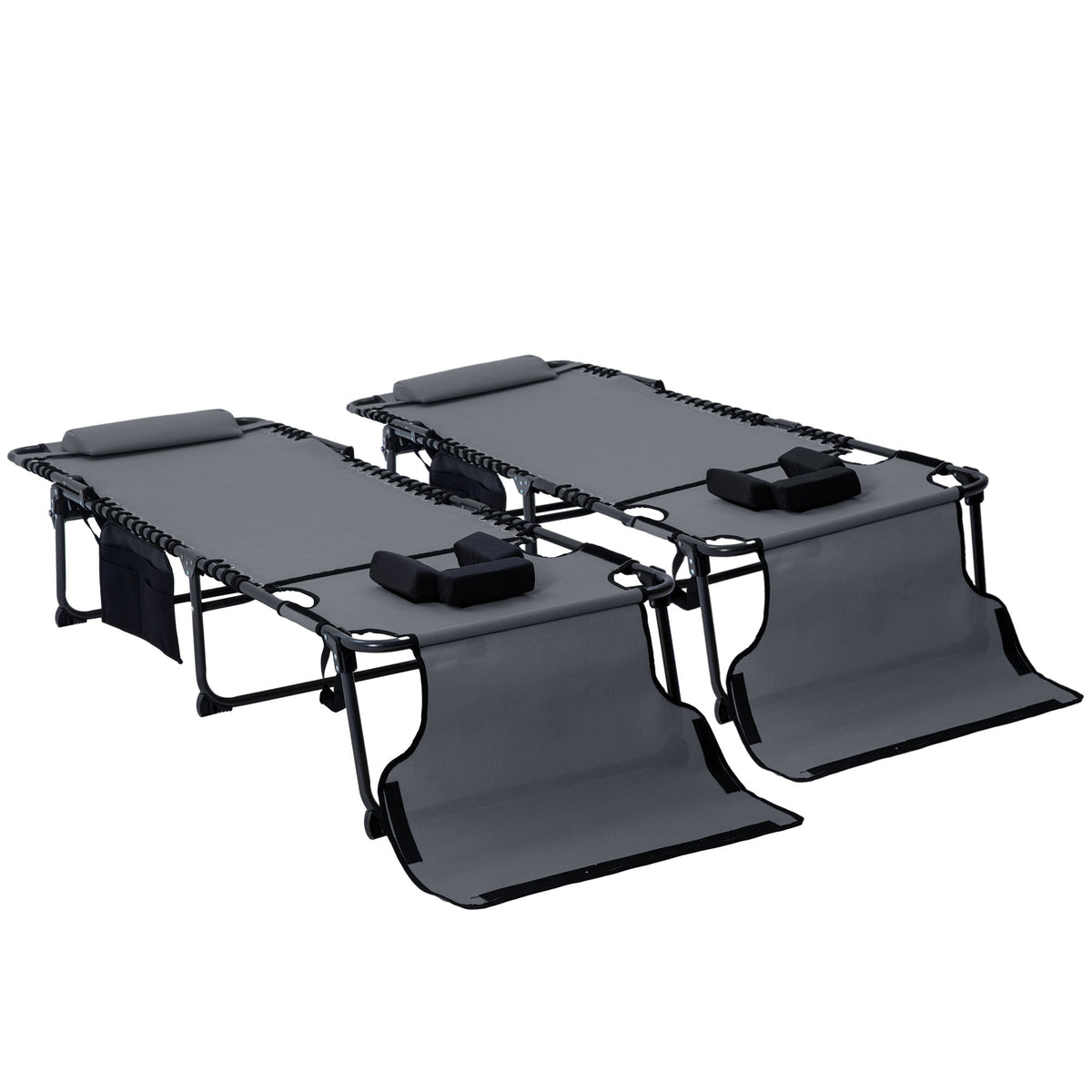 2-Piece Folding Chaise Lounge with Face Hole, Gray — product view 2