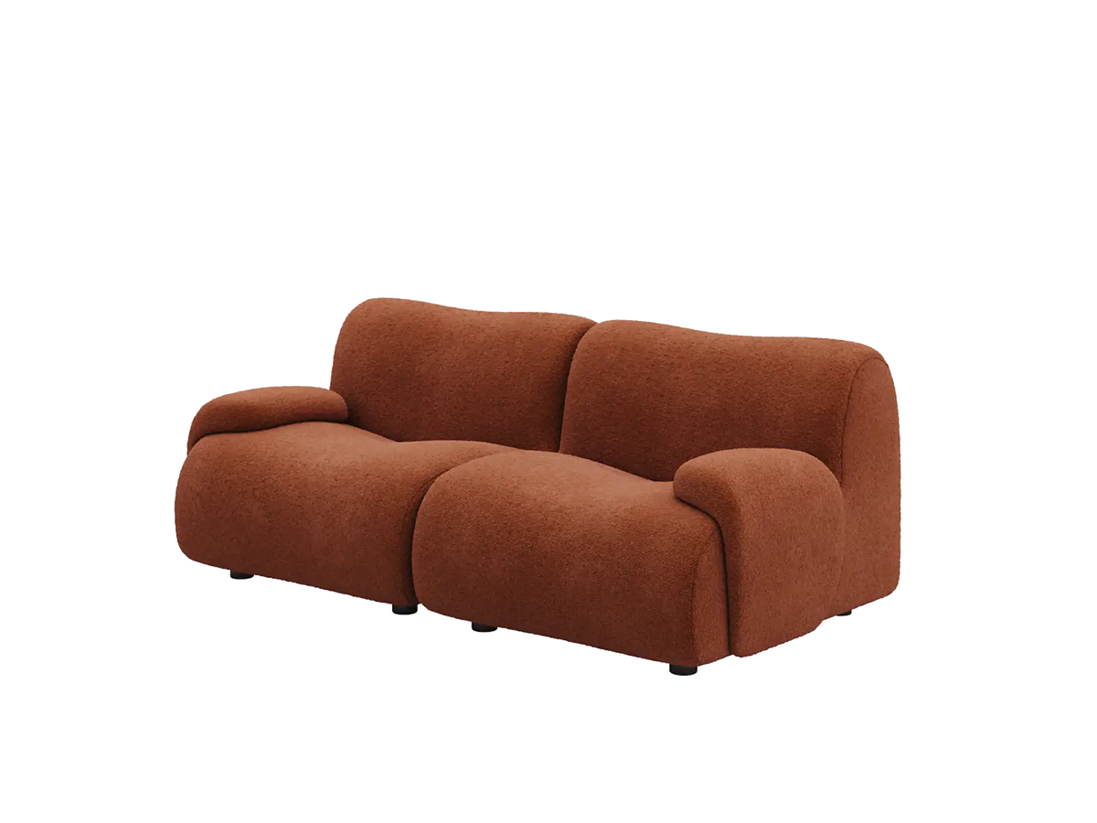 Teddy Fleece 2-Seater Rust Red Small Space Loveseat | 2-Piece, Modular Design, Fixed Upholstery, Low Pillow Arm — product view 4