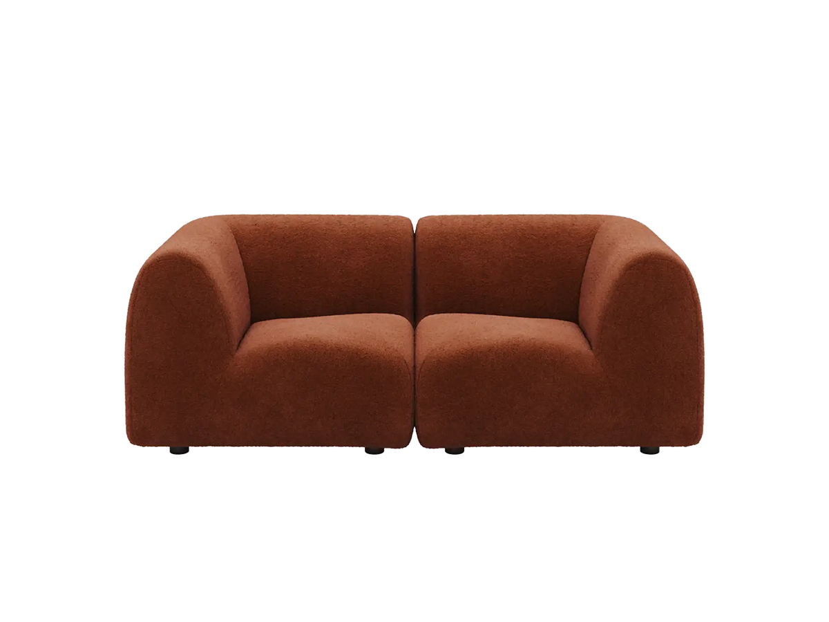Teddy Fleece 2-Seater Rust Red Small Space Loveseat | 2-Piece, Modular Design, Fixed Upholstery, Low Pillow Arm — product view 3