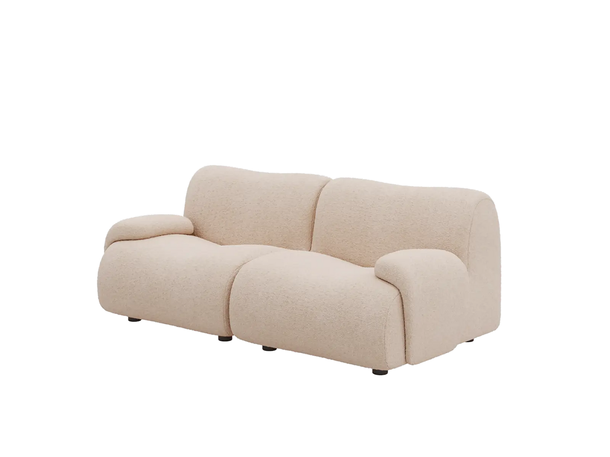 Teddy Fleece 2-Seater Sand Small Space Loveseat | 2-Piece, Modular Design, Fixed Upholstery, Low Pillow Arm — product view 4