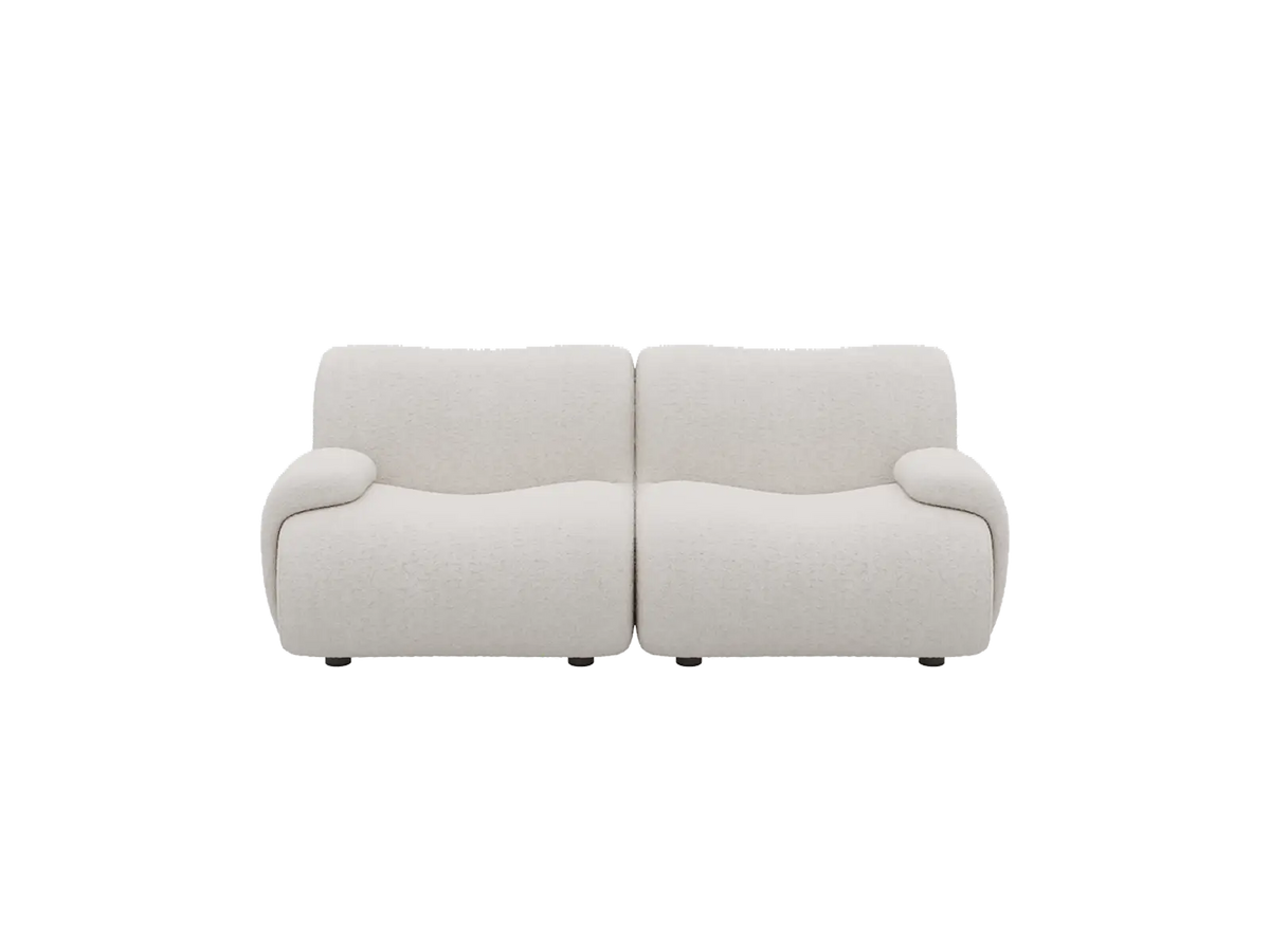 Teddy Fleece 2-Seater White Small Space Loveseat | 2-Piece, Modular Design, Fixed Upholstery, Low Pillow Arm — product view 3