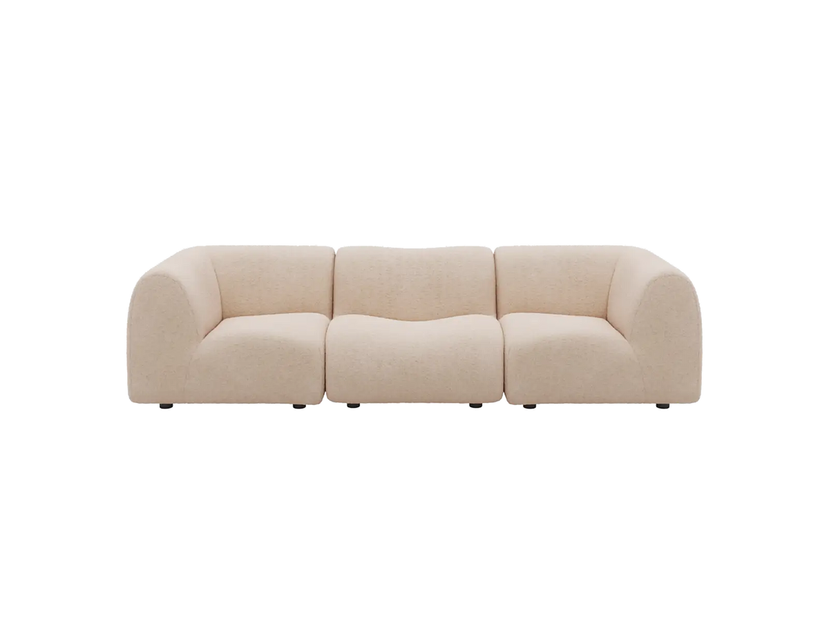 Teddy Fleece 3-Seater Sand Small Space Couch Sectional | 3-Piece, Modular Design, Fixed Upholstery, Low Pillow Arm — product view 3