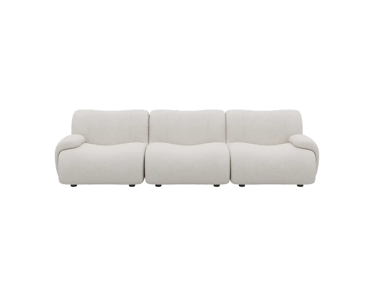 Teddy Fleece 3-Seater White Small Space Couch Sectional | 3-Piece, Modular Design, Fixed Upholstery, Low Pillow Arm — product view 3